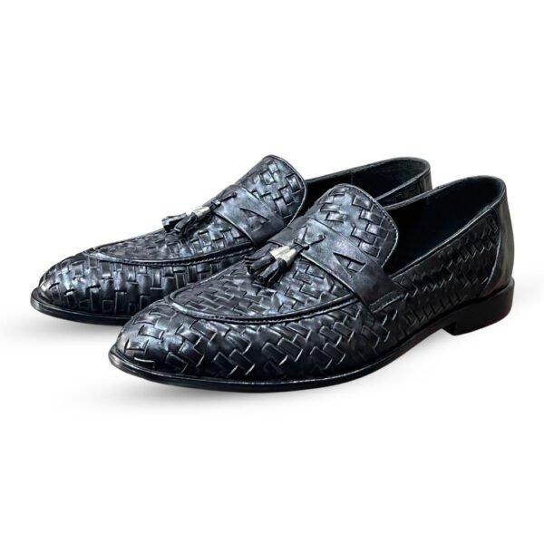 woven leather loafers