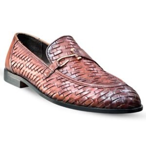 men's leather woven loafers