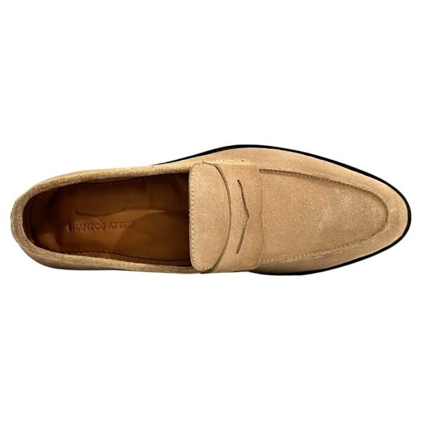 suede beige penny loafers for men