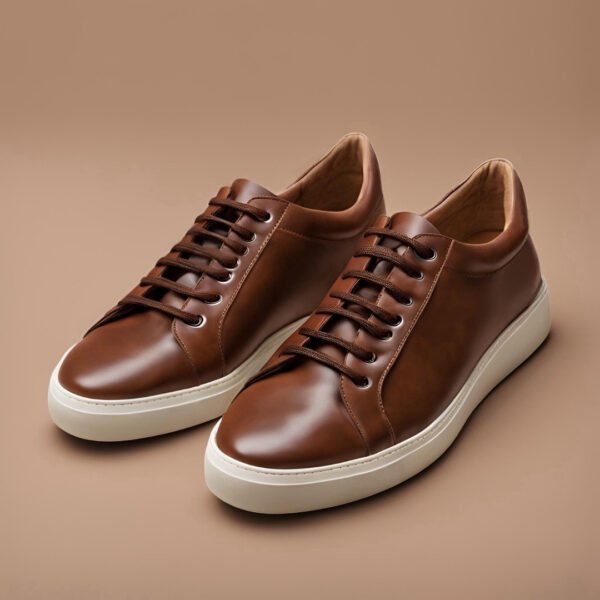 shanzos attire, brown leather sneakers for men