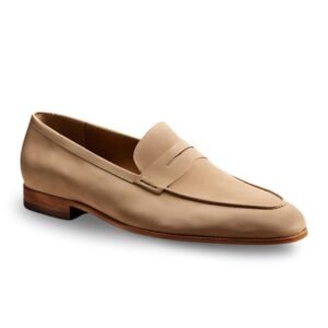 suede beige penny loafers