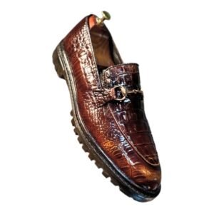 Men's Burgundy Horse bit Croc Loafers