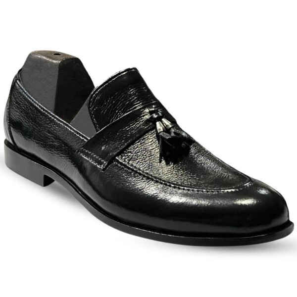 men's black leather tassel loafers