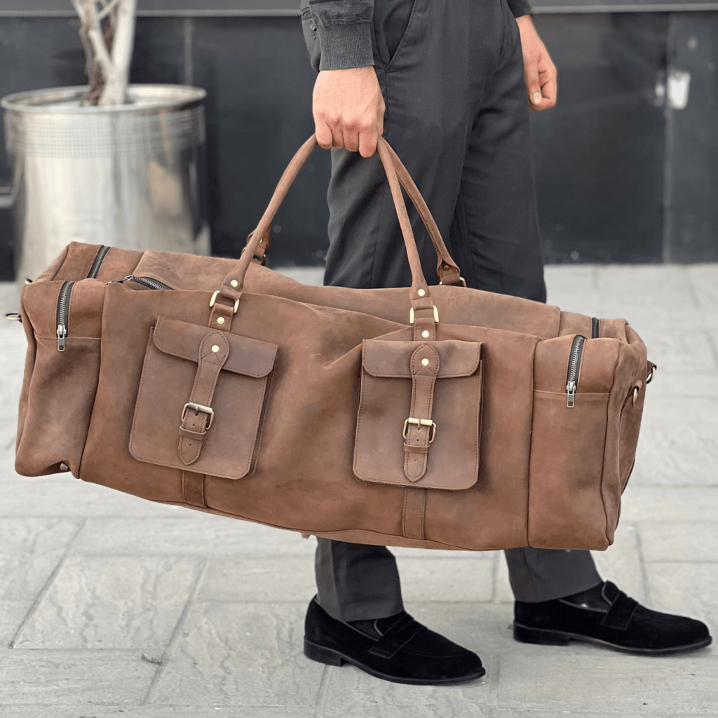 Genuine leather duffel bag, travel bag, fro men and women, shanzos attire