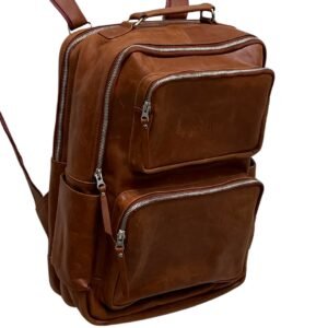 hiking travel leather backpack for men and women