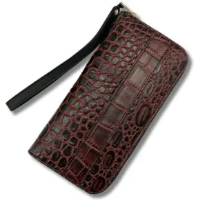 crocodile leather wristlet clutch purse