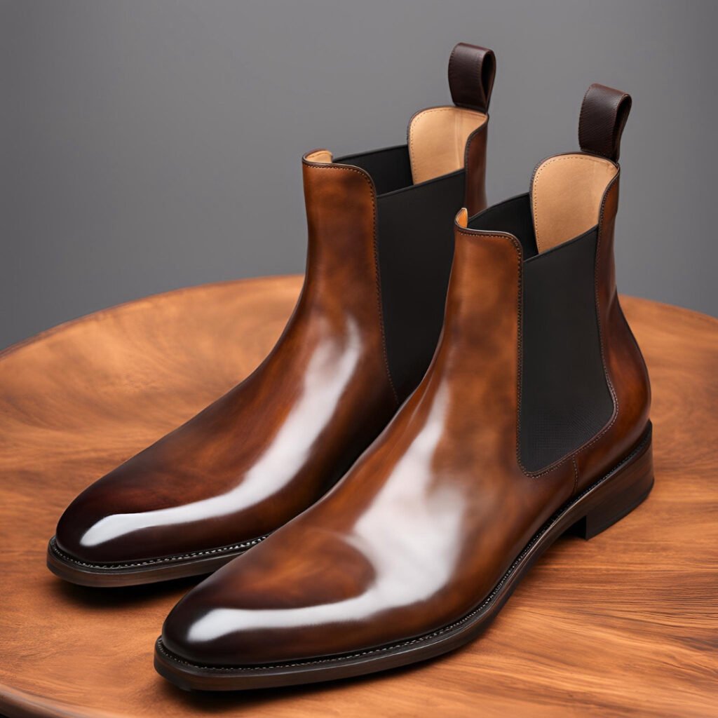 Men's Genuine Leather brown chelsea boots, shanzos attire