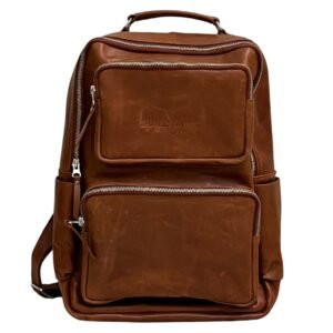 genuine leather backpack for men and women, brown laptop backpack, daypack and bookbag